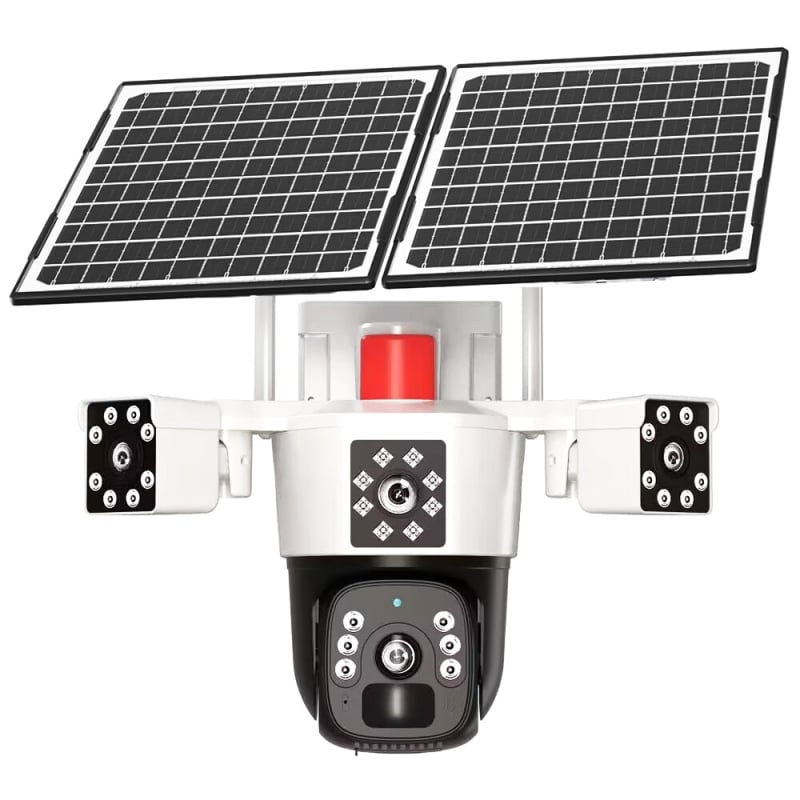 Φωτοβολταϊκή εξωτερική κάμερα με απομακρυσμένο έλεγχο μέσω κινητής συσκευής, HD νυχτερινή όραση, 5V τροφοδοσία, 0.001 lux, -20°C έως 45°C, εξωτερική χρήση, λειτουργία συναγερμού
