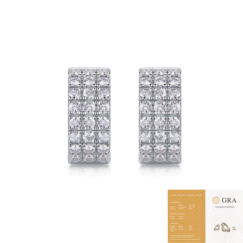 Fülbevalók S925 ezüst Moissanite beültetéssel, geometriai forma, beültetési technológia, márka JIUZUAN