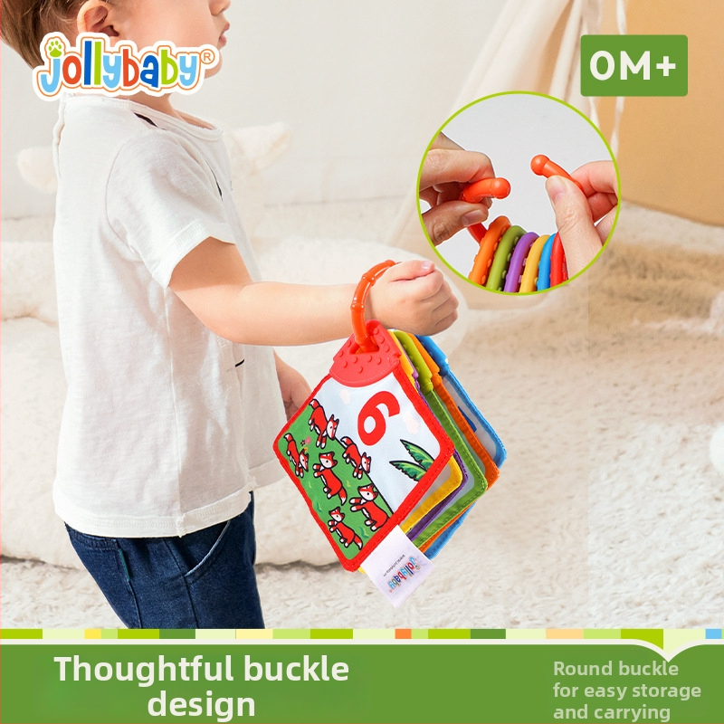 Jollybaby Платнена книжка за гризане за бебета 0–3 години — визуална стимулация, когнитивно развитие и координация ръка-око, ранно образование