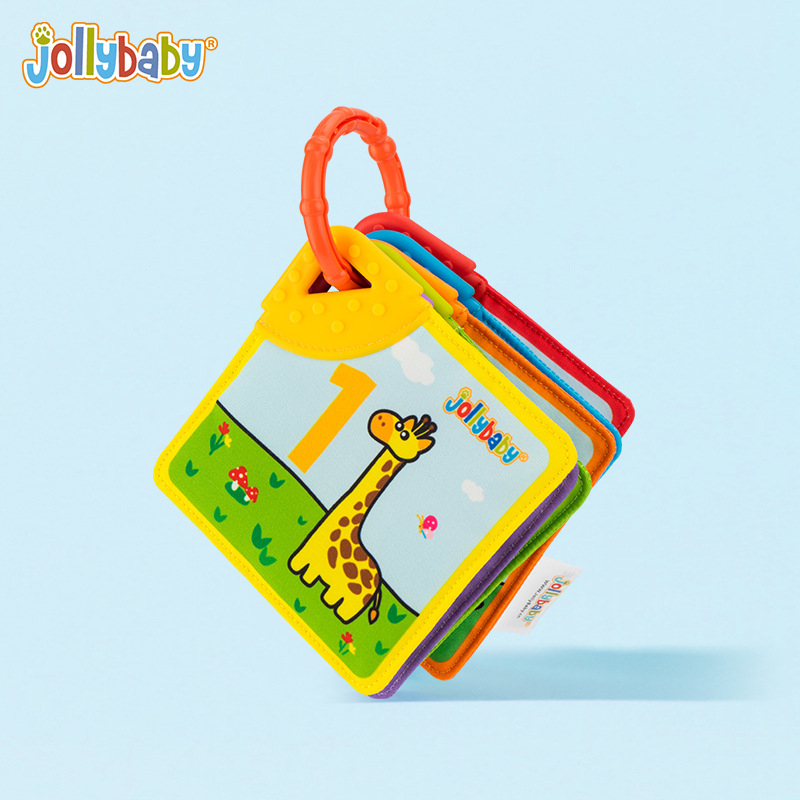 Jollybaby Платнена книжка за гризане за бебета 0–3 години — визуална стимулация, когнитивно развитие и координация ръка-око, ранно образование