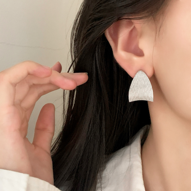 Naušnice od bakra s geometrijskim oblikom, elektroplatiranje Palladium White 18K, lagani luksuz stil