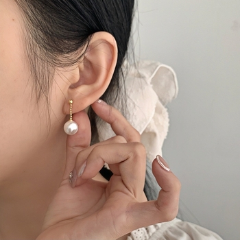 Știfturi pentru urechi din argint S925 – lanț scurt, suport pentru perlă, cercei DIY minimalist