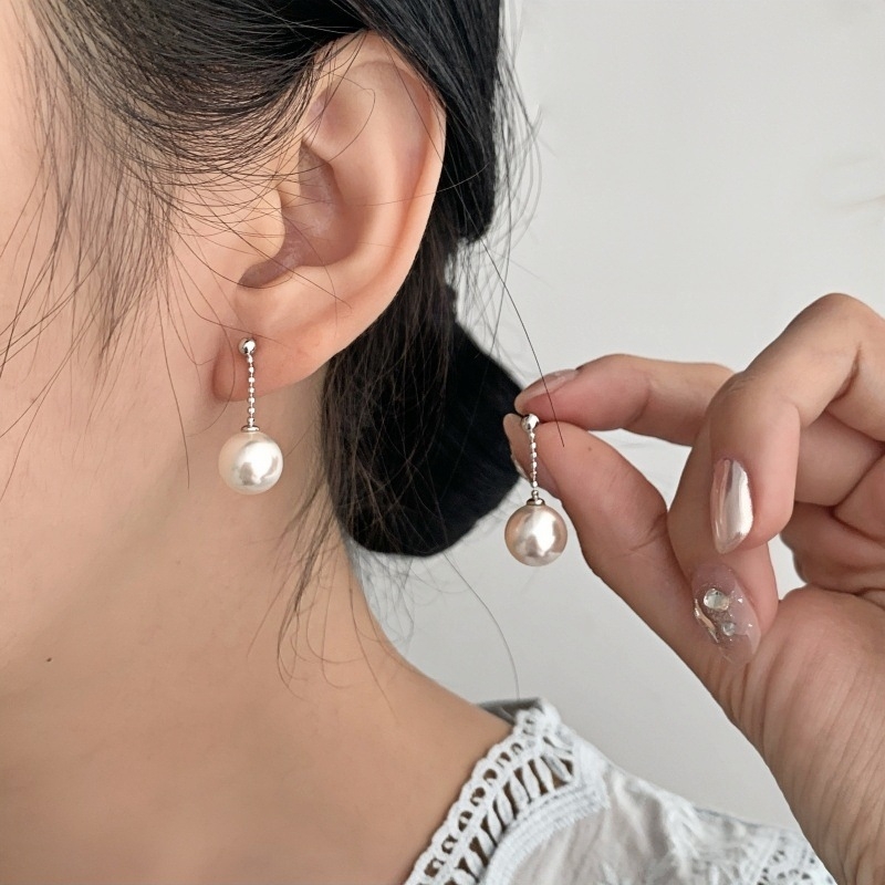 Știfturi pentru urechi din argint S925 – lanț scurt, suport pentru perlă, cercei DIY minimalist