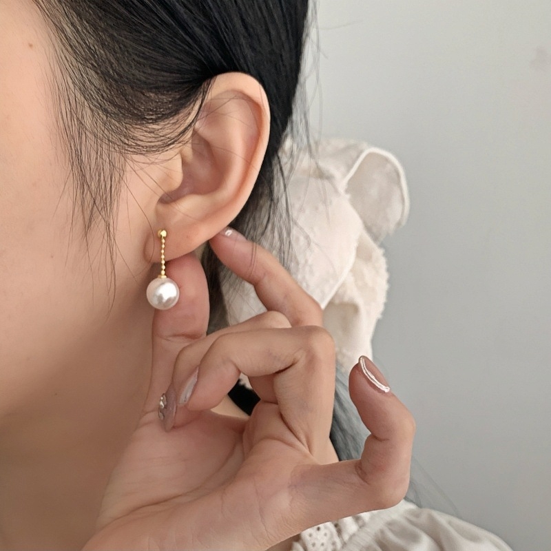 Știfturi pentru urechi din argint S925 – lanț scurt, suport pentru perlă, cercei DIY minimalist