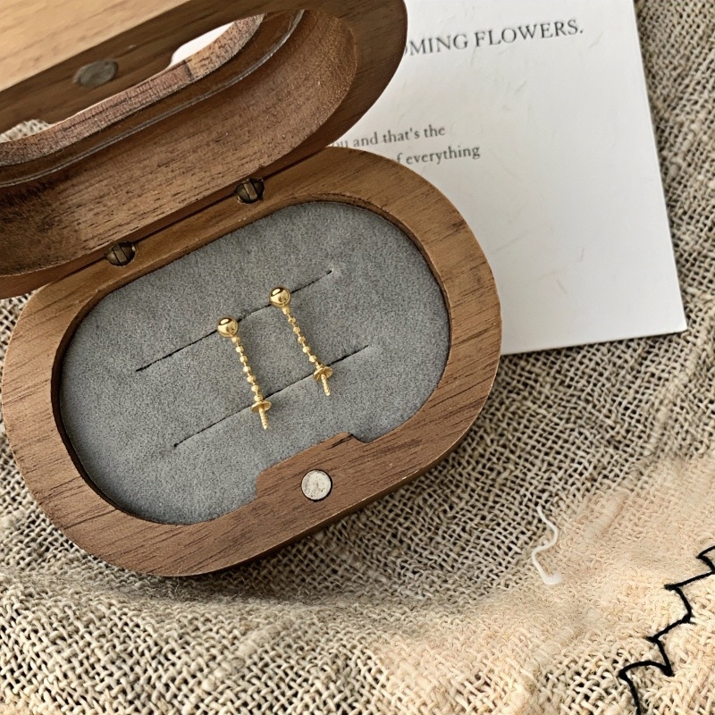 Știfturi pentru urechi din argint S925 – lanț scurt, suport pentru perlă, cercei DIY minimalist