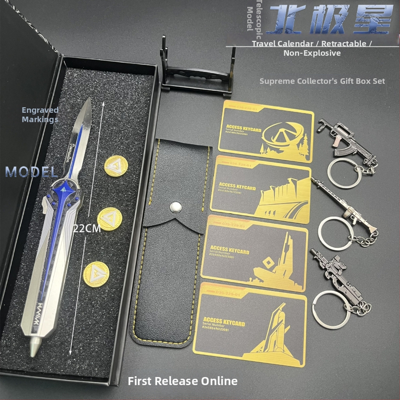 Aliuminio lydinio ginklo modelis su teleskopiniu Polaris peiliu – statinis modelis, 14+