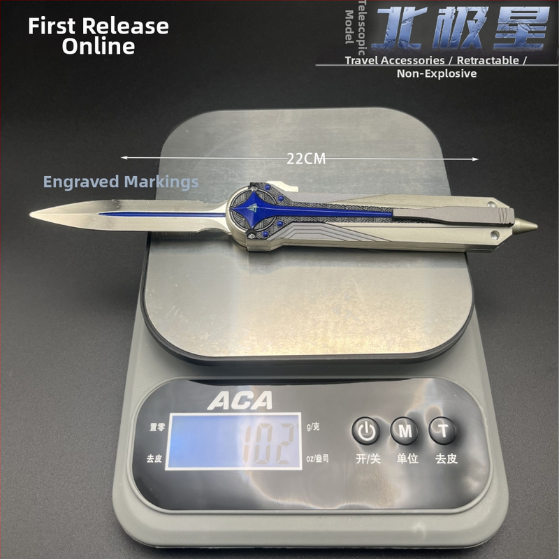 Aliuminio lydinio ginklo modelis su teleskopiniu Polaris peiliu – statinis modelis, 14+