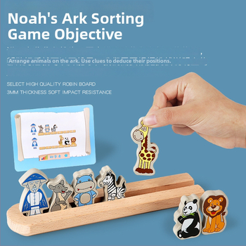 Mediniai kaladėlių rinkiniai Nojaus Arka vaikams 0–3 metų – kognityvinis vystymasis