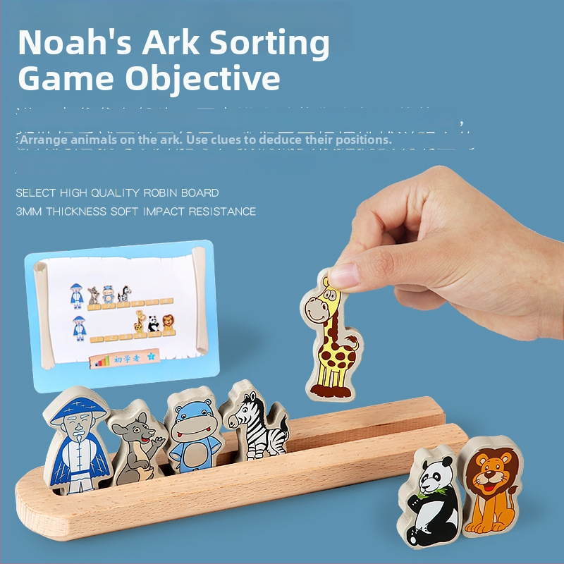 Puuplokkide komplekt Noa laeva ark jaoks 0–3 aastastele – kognitiivne areng