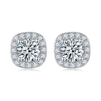 S925 srebrne Moissanite kvadratne naušnice za žene – Geometrijski kvadratni dizajn, 1,47–1,78 g