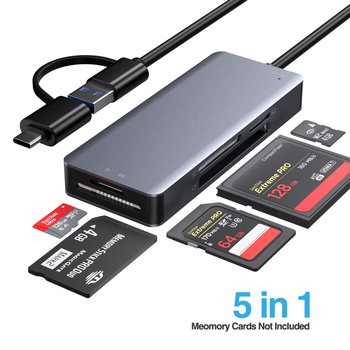 USB-C All-In-One čítačka kariet s USB 3.0 – podporuje CF, SD/SDHC/SDXC, TF, MicroSD a MS Pro Duo/Pro/Duo/Micro(M2)