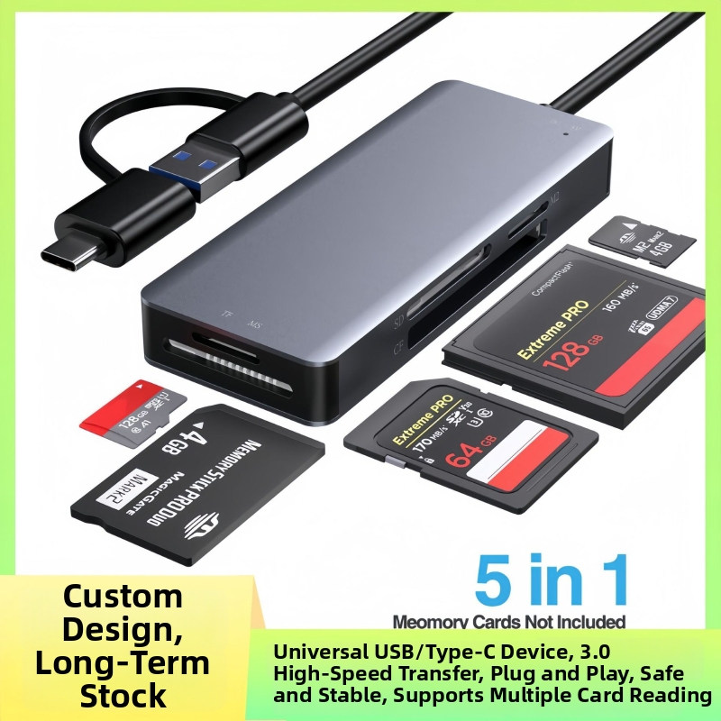 USB-C All-In-One čítačka kariet s USB 3.0 – podporuje CF, SD/SDHC/SDXC, TF, MicroSD a MS Pro Duo/Pro/Duo/Micro(M2)