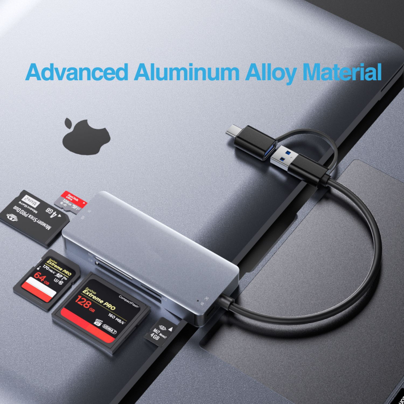 USB-C All-In-One čítačka kariet s USB 3.0 – podporuje CF, SD/SDHC/SDXC, TF, MicroSD a MS Pro Duo/Pro/Duo/Micro(M2)