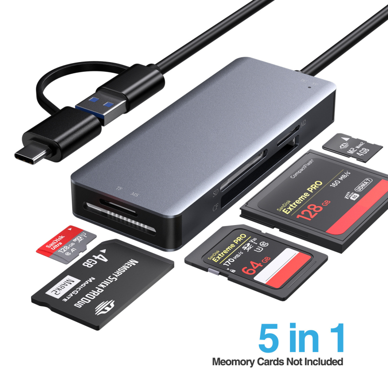USB-C All-In-One čítačka kariet s USB 3.0 – podporuje CF, SD/SDHC/SDXC, TF, MicroSD a MS Pro Duo/Pro/Duo/Micro(M2)