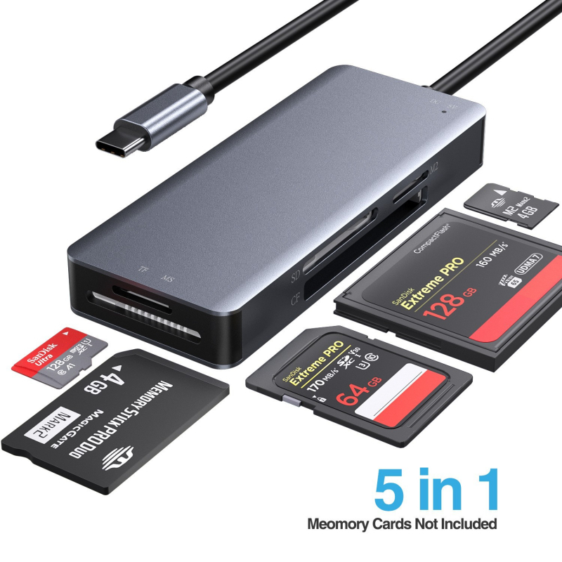 USB-C All-In-One čítačka kariet s USB 3.0 – podporuje CF, SD/SDHC/SDXC, TF, MicroSD a MS Pro Duo/Pro/Duo/Micro(M2)