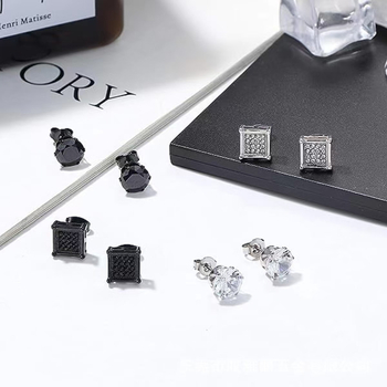 Set od 15 pari naušnica od nehrđajućeg čelika s križnim privjeskom od cirkona, barbell dizajn, unisex