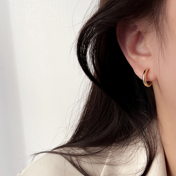 Клипсови силиконови обици, мед, електроплатирани, геометричен стил