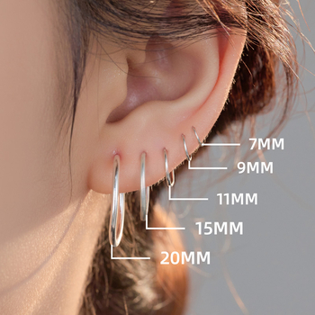 S999 čisto srebro – zavijene kružne naušnice, minimalističkog stila, unisex