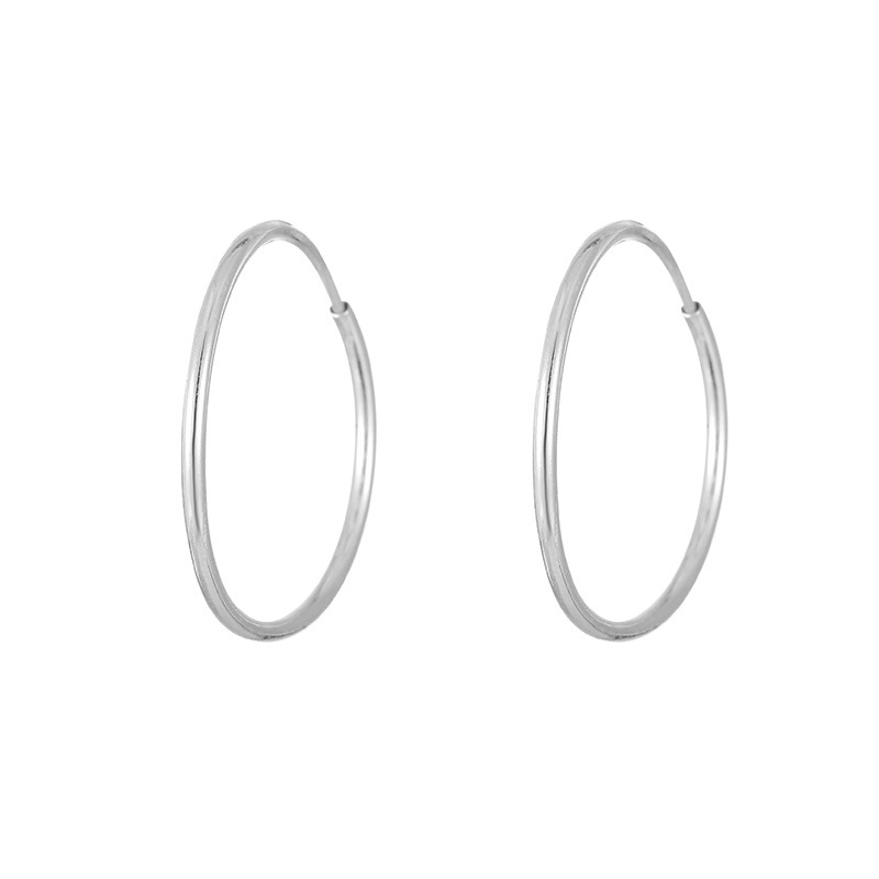 S999 čisto srebro – zavijene kružne naušnice, minimalističkog stila, unisex