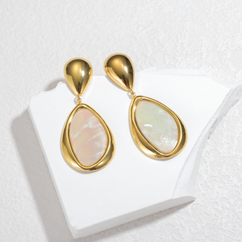 Naušnice, kapljastog oblika od nehrđajućeg čelika, elektropliranje, Europa Jewelry, svijetao luksuzni stil