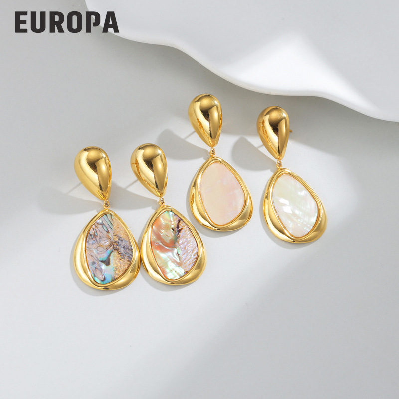 Naušnice, kapljastog oblika od nehrđajućeg čelika, elektropliranje, Europa Jewelry, svijetao luksuzni stil