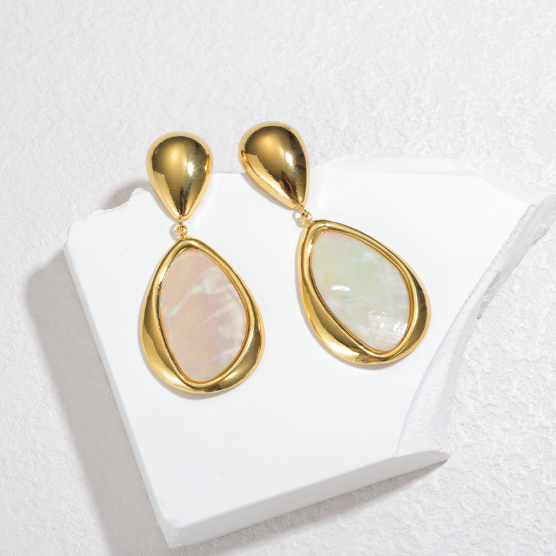 Naušnice, kapljastog oblika od nehrđajućeg čelika, elektropliranje, Europa Jewelry, svijetao luksuzni stil
