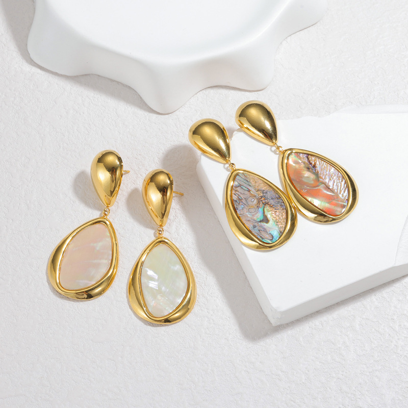 Naušnice, kapljastog oblika od nehrđajućeg čelika, elektropliranje, Europa Jewelry, svijetao luksuzni stil
