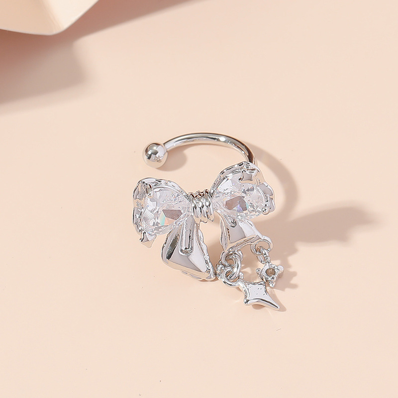 Ušna obruč s Starlight Bow Zircon, bakar s ugrađenim cirkonijem, dizajn mašna, unisex stil