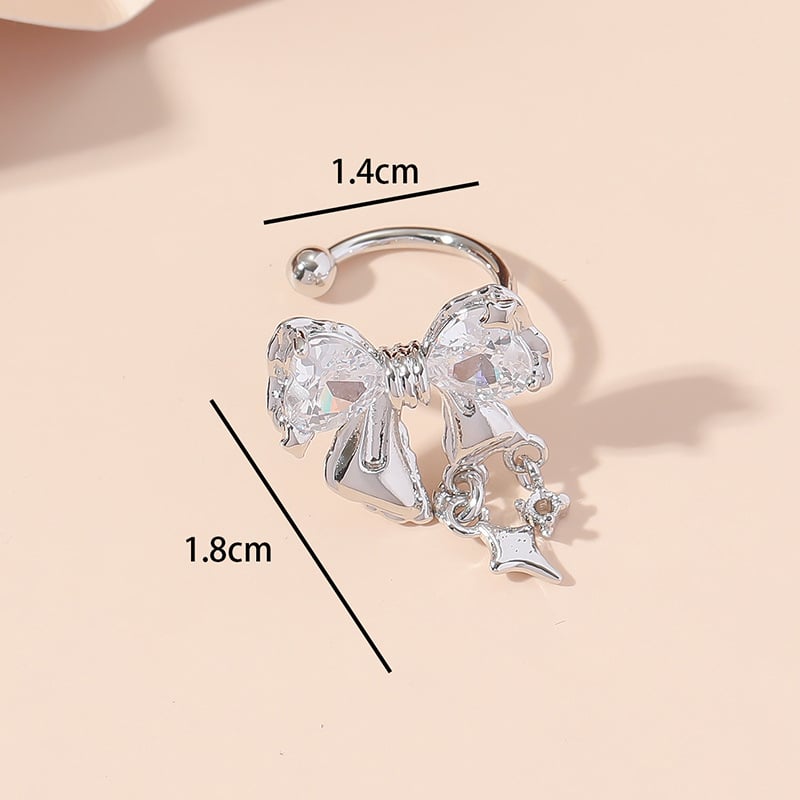 Ušna obruč s Starlight Bow Zircon, bakar s ugrađenim cirkonijem, dizajn mašna, unisex stil