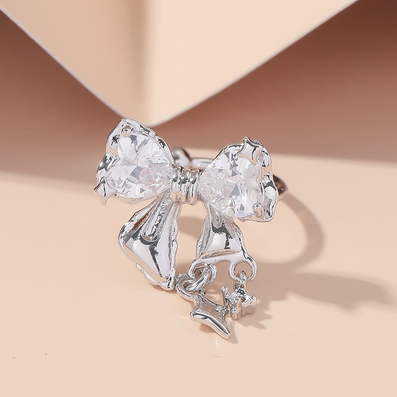 Ušna obruč s Starlight Bow Zircon, bakar s ugrađenim cirkonijem, dizajn mašna, unisex stil