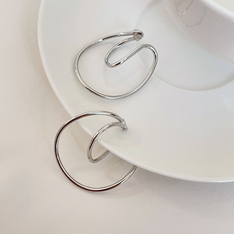 Ушни обици клипс без пробиване, метал, геометричен дизайн, електроплатиране, за жени