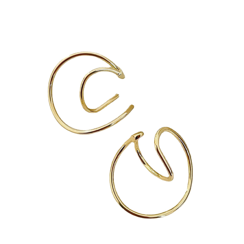 Ушни обици клипс без пробиване, метал, геометричен дизайн, електроплатиране, за жени