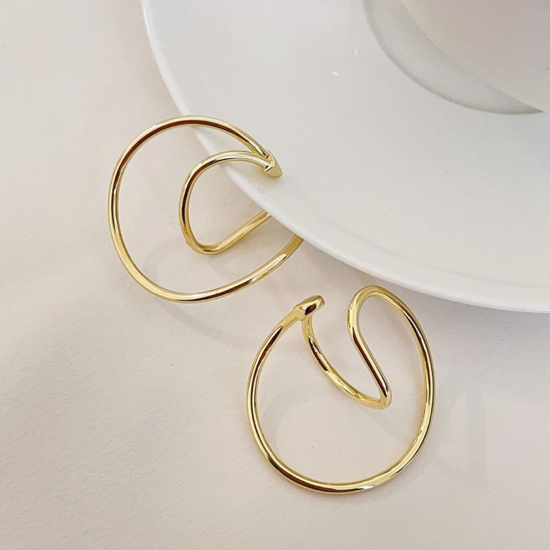 Ушни обици клипс без пробиване, метал, геометричен дизайн, електроплатиране, за жени