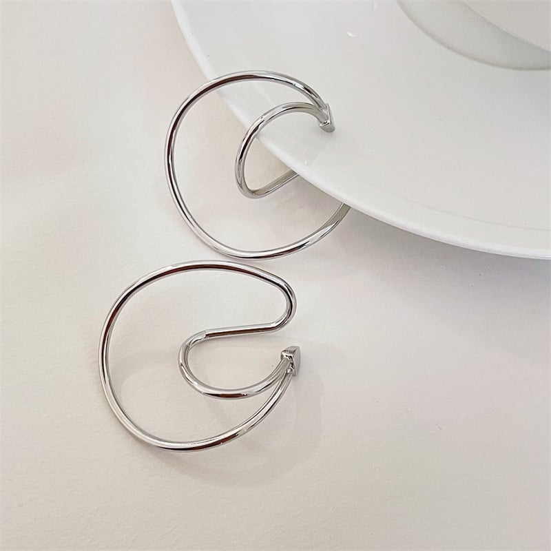 Ушни обици клипс без пробиване, метал, геометричен дизайн, електроплатиране, за жени