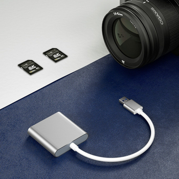 USB 3.0 Αναγνώστης Καρτών, Τριών σε Ένα, αλουμινένιο κράμα, υποστηρίζει CF/SD/TF κάρτες, εξωτερική εγκατάσταση, μοντέλο HZ-C003