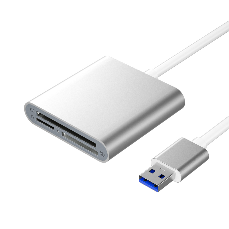USB 3.0 Αναγνώστης Καρτών, Τριών σε Ένα, αλουμινένιο κράμα, υποστηρίζει CF/SD/TF κάρτες, εξωτερική εγκατάσταση, μοντέλο HZ-C003