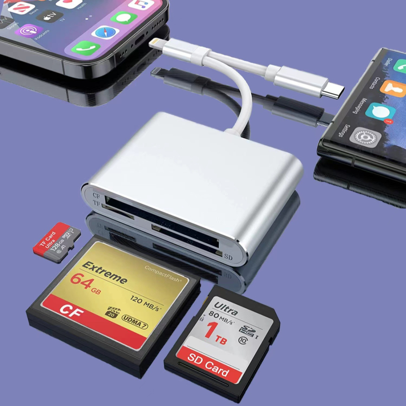 USB 3.0 Αναγνώστης Καρτών, Τριών σε Ένα, αλουμινένιο κράμα, υποστηρίζει CF/SD/TF κάρτες, εξωτερική εγκατάσταση, μοντέλο HZ-C003