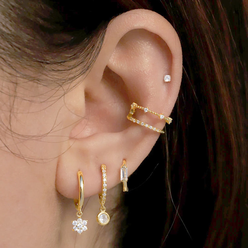 Ушни клипове с геометричен дизайн, меден материал, U-образна форма, електроплакирано покритие, есен 2023