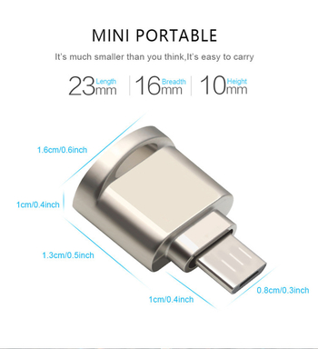 Type-C čitač kartica USB 3.0 | Podrška TF i MicroSD | Metalno tijelo (USB 3.0, TF/MicroSD, OTG)
