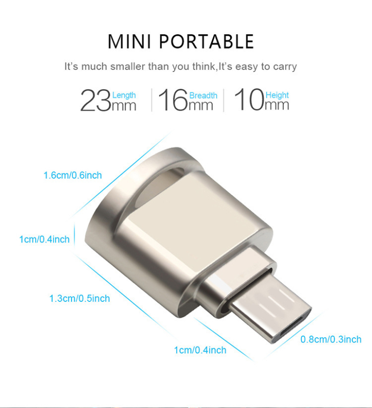 Type-C čitač kartica USB 3.0 | Podrška TF i MicroSD | Metalno tijelo (USB 3.0, TF/MicroSD, OTG)