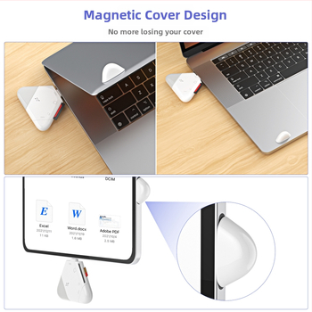 Trojný magnetický čítač kariet pre Apple Type-C a USB počítače, Android tablety, SD/TF karty (OTG) – Model C23, USB 2.0, externý