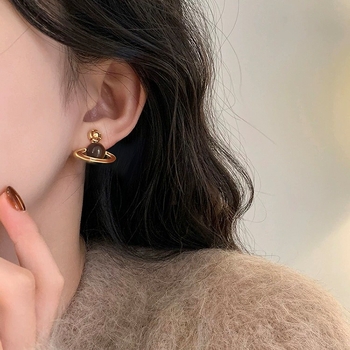 Ушни клипове | мед, Jiuhan, стил: женски/корейски, дизайн: констелации, тигрово око камък