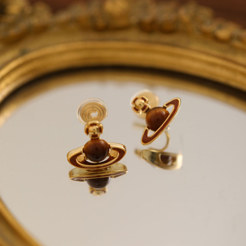Ушни клипове | мед, Jiuhan, стил: женски/корейски, дизайн: констелации, тигрово око камък