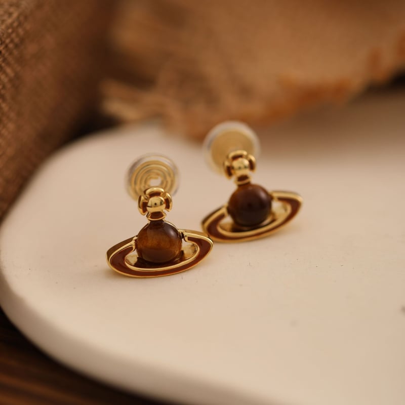 Ушни клипове | мед, Jiuhan, стил: женски/корейски, дизайн: констелации, тигрово око камък