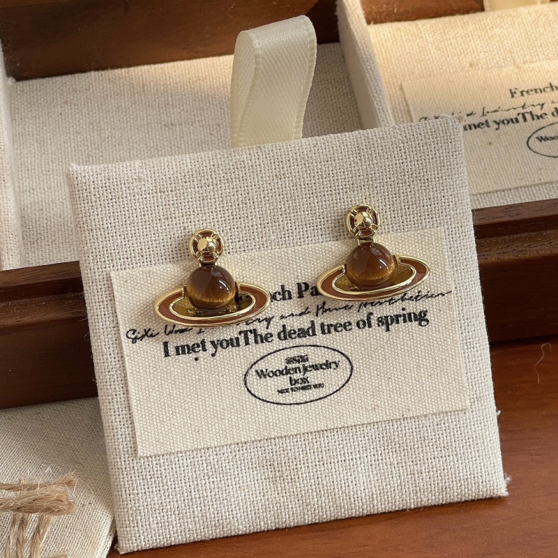 Ушни клипове | мед, Jiuhan, стил: женски/корейски, дизайн: констелации, тигрово око камък