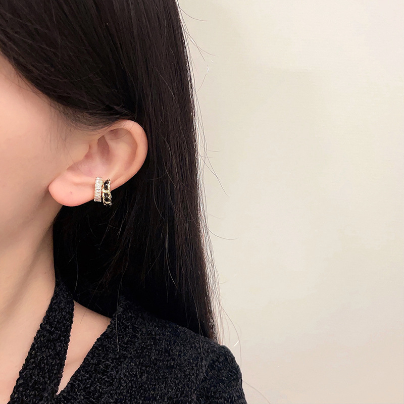 Ушни клипсове за жени, двойно усукани, Rhinestone кристали, геометричен стил, електроплатина
