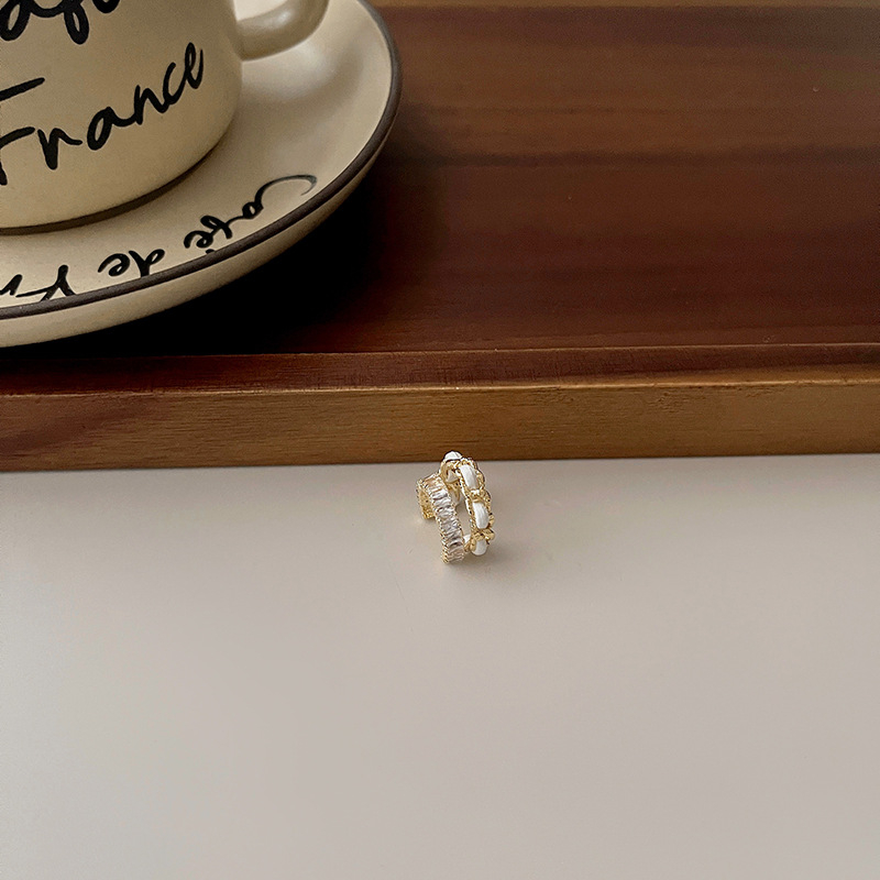 Ушни клипсове за жени, двойно усукани, Rhinestone кристали, геометричен стил, електроплатина