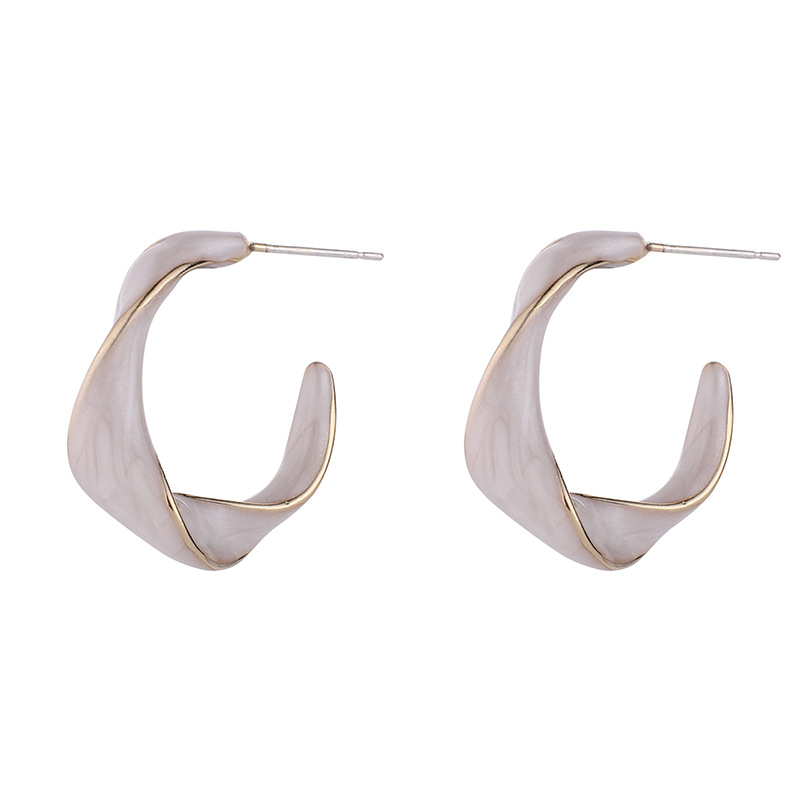 Kõrvarõngad klipsid – C-kujuline keerdgeomeetria, sulam, naiste stiil, prantsuse retro, õli töötlemine, tootmiskoode 367