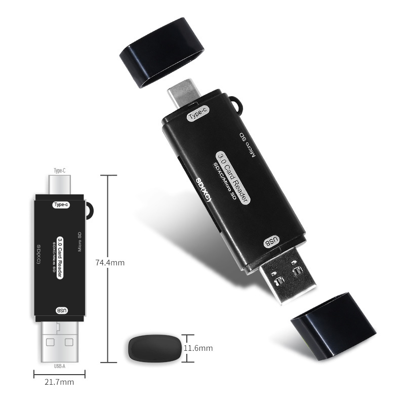 HX-519 Čitač kartica USB-C i USB 3.0 za SD/TF/MicroSD