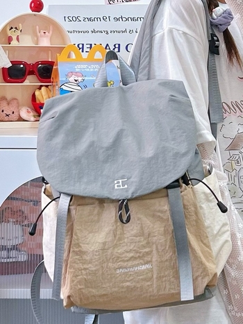 Lagani putni ruksak s šniranjem zatvaranjem i poklopcem, unisex, najlon, otporan na habanje, casual planinarski ruksak s zakrivljenim naramenicama